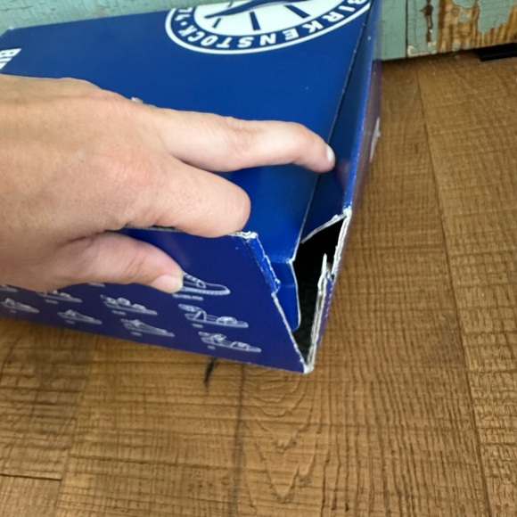 NIB Birkenstock Arizona Big Buckle Leather Navy Gold Womens 11 Narrow EU42 - Picture 5 of 13